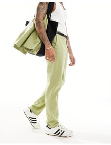 ASOS DESIGN - Pantaloni da abito slim misto lino color verde salvia