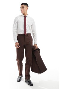 ASOS DESIGN - Pantaloni da abito super skinny in misto lino marrone
