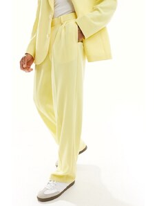 ASOS DESIGN - Pantaloni da abito ampi in crêpe giallo acceso