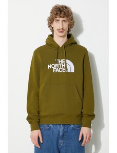 The North Face felpa in cotone M Drew Peak Pullover Hoodie uomo colore verde con cappuccio con applicazione NF00AHJYPIB1