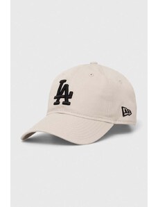 New Era berretto da baseball in cotone colore beige con applicazione LOS ANGELES DODGERS
