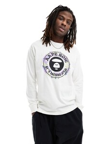 AAPE By A Bathing Ape - Top a maniche lunghe bianco sporco con stampa mimetica