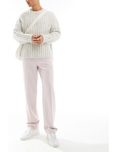 ASOS DESIGN - Pantaloni dritti eleganti in misto lana rosa polvere