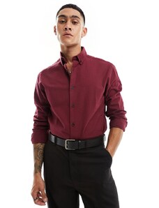 ASOS DESIGN - Camicia in seersucker vestibilità classica bordeaux-Rosso