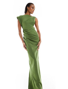 ASOS Tall ASOS DESIGN Tall - Vestito lungo asimmetrico accollato stile minimal oliva-Verde