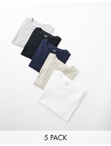 ASOS DESIGN - Confezione da 5 T-shirt girocollo attillate in tessuto organico-Multicolore