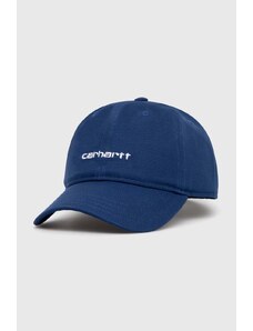 Carhartt WIP berretto da baseball in cotone Canvas Script Cap colore blu navy con applicazione I028876.22TXX