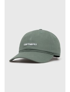 Carhartt WIP berretto da baseball in cotone Canvas Script Cap colore verde con applicazione I028876.22XXX