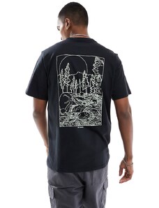 Columbia - Rapid Ridge - T-shirt nera con stampa sulla schiena-Blu