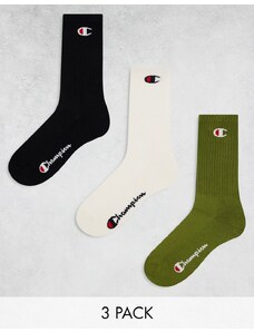 Champion - Confezione da 3 paia di calzini kaki, beige e neri-Multicolore