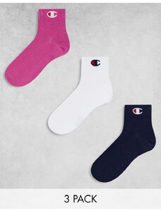 Champion - Confezione da 3 paia di calzini corti rosa, bianchi e neri-Multicolore