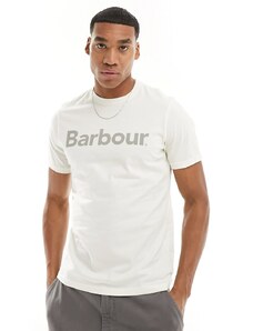 Barbour - T-shirt bianca con logo grande-Bianco