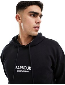 Barbour International - Simons - Felpa con cappuccio nera con logo-Nero