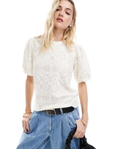 Object - T-shirt in pizzo bianca-Bianco