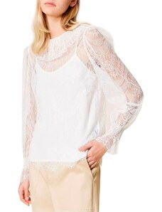Twinset Blusa in pizzo con top