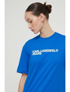 Karl Lagerfeld Jeans t-shirt in cotone donna colore blu