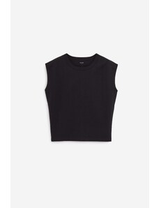LEMAIRE T-Shirt CAP SLEEVE in cotone nero