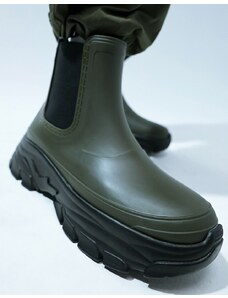 ASOS DESIGN - Stivali da pioggia color kaki-Verde