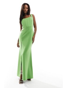 True Violet - Vestito lungo verde con dettaglio stile corsetto e spacco sulla coscia-Nero