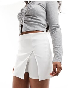 Fashionkilla - Minigonna pantalone bianca in bengalina-Bianco