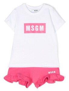 MSGM KIDS Set t-shirt/bermuda bianco-fucsia neonato