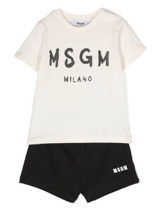 MSGM KIDS Set t-shirt/bermuda panna-nero neonato