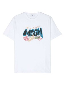 MSGM KIDS T-shirt bianca logo graffiti