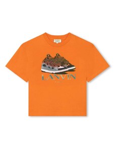 LANVIN KIDS T-shirt arancione stampa scarpe