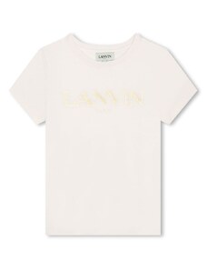 LANVIN KIDS T-shirt panna logo ricamo