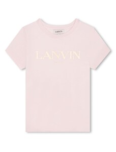 LANVIN KIDS T-shirt rosa logo ricamo
