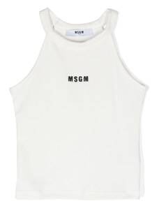 MSGM KIDS Top bianco mini logo petto