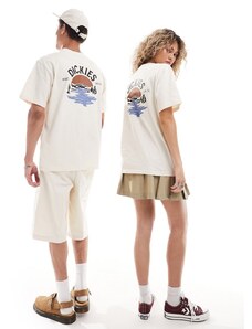 Dickies - T-shirt color crema con stampa di spiaggia sul retro-Bianco