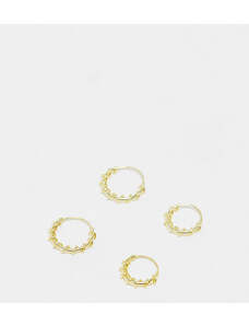 Kingsley Ryan - Confezione da 2 paia di orecchini a cerchio placcati oro con design attorcigliato