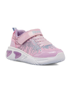 Sneakers traspiranti rosa da ragazza con luci nella suola Geox Assister