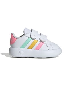 Sneakers primi passi bianche da bambina con strisce multicolore adidas Grand Court 2.0 CF I