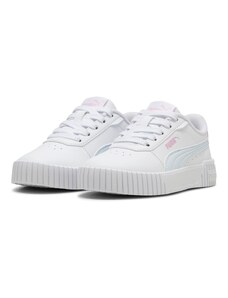 Sneakers bianche da bambina con dettagli rosa e azzurri Puma Carina 2.0 PS