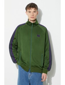 Needles felpa Track Jacket uomo colore verde con applicazione NS244