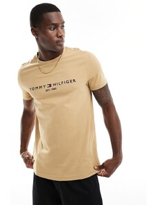 Tommy Hilfiger - T-shirt beige con logo-Verde