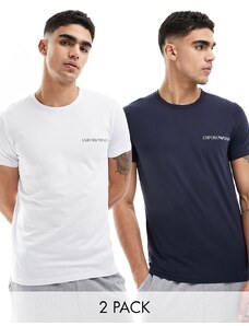 Emporio Armani - Bodywear - Confezione da 2 T-shirt blu navy e bianca con monogramma-Multicolore