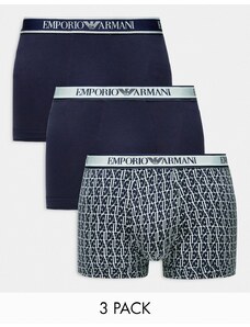 Emporio Armani - Bodywear - Confezione da 3 boxer aderenti blu navy