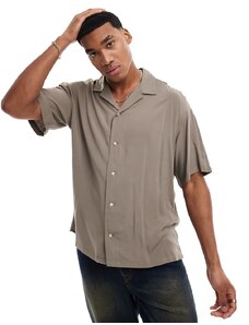 ADPT - Camicia oversize beige con colletto con rever-Neutro