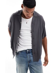 ADPT - Camicia oversize grigia con colletto con rever-Grigio