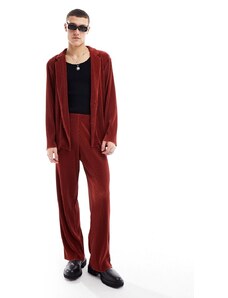 ASOS DESIGN - Pantaloni da abito plissé ampi color rosso-Marrone