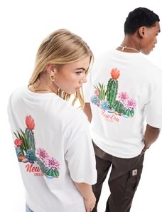 New Era - T-shirt unisex bianca con stampa grafica di cactus-Bianco