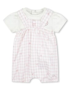 KENZO KIDS Set t-shirt/ salopette neonata bianco-rosa