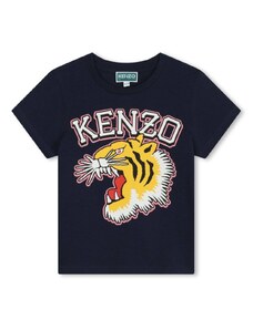 KENZO KIDS T-shirt blu logo stampa