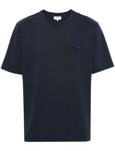 Maison Kitsuné T-shirt blu logo ricamato
