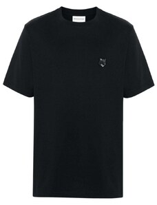 Maison Kitsuné T-shirt nera logo ricamato