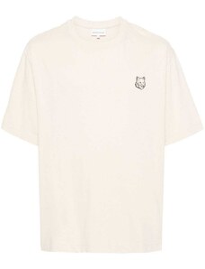 Maison Kitsuné T-shirt panna ricamo fox