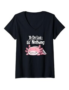 AxolotlLazyPet2024 Donna Axolotl Divertente pigro animale domestico carino lista delle cose da fare niente ragazzi ragazze Maglietta con Collo a V